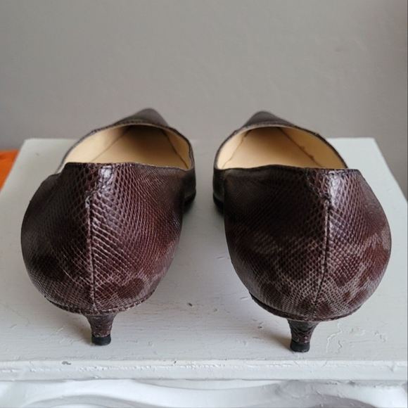 Jimmy Choo pointed toe Amelia kitten heel snake embossed multi leather low pump - Picture 9 of 14